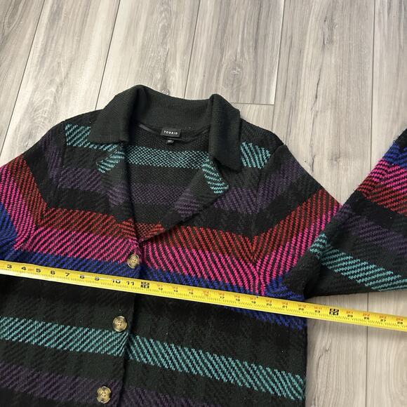 Torrid Women's Striped Collared Coatigan Sweater Size 2 Cozy Statement - Picture 2 of 9